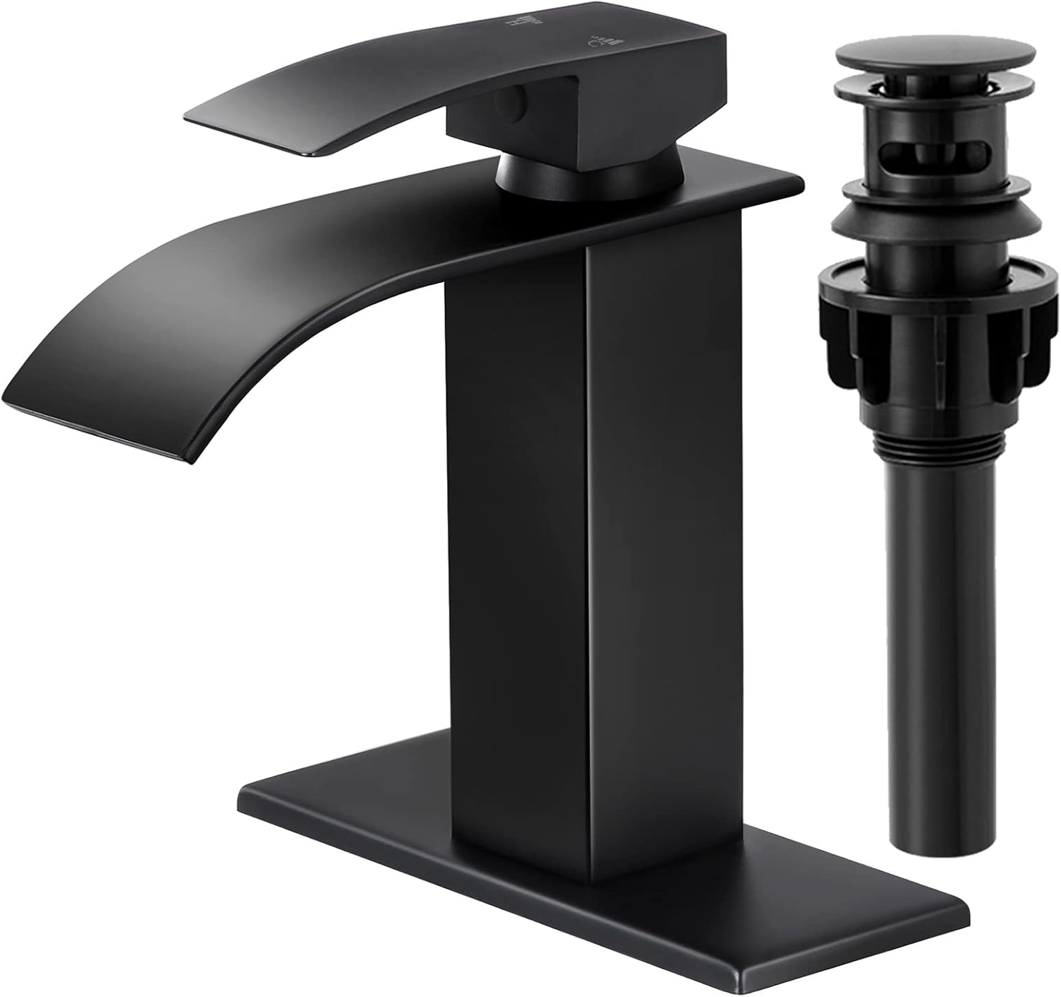 KZH Waterfall Bathroom Faucet with Matte Black Finish for Sinks