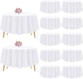 12 Pack White Round Tablecloth 120 in - Washable Polyester Covers