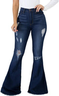 Skinny Ripped Bell Bottom Jeans for Women - Classic High Waisted Flare