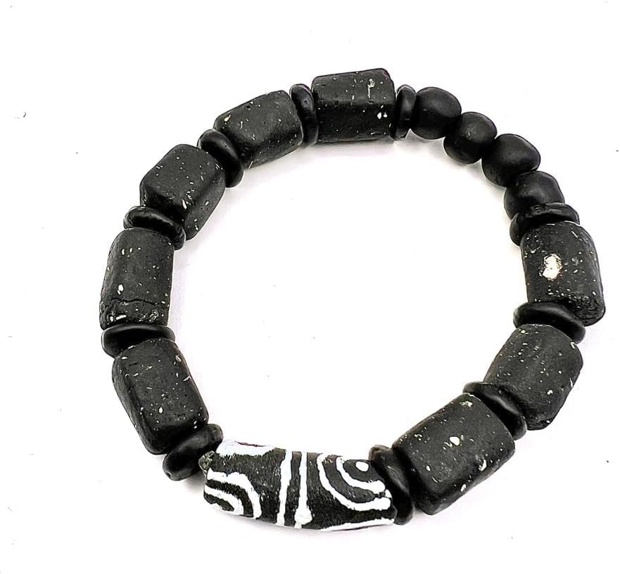 Ghanaian Handmade Powder Glass Trade Bead Bracelet for Style