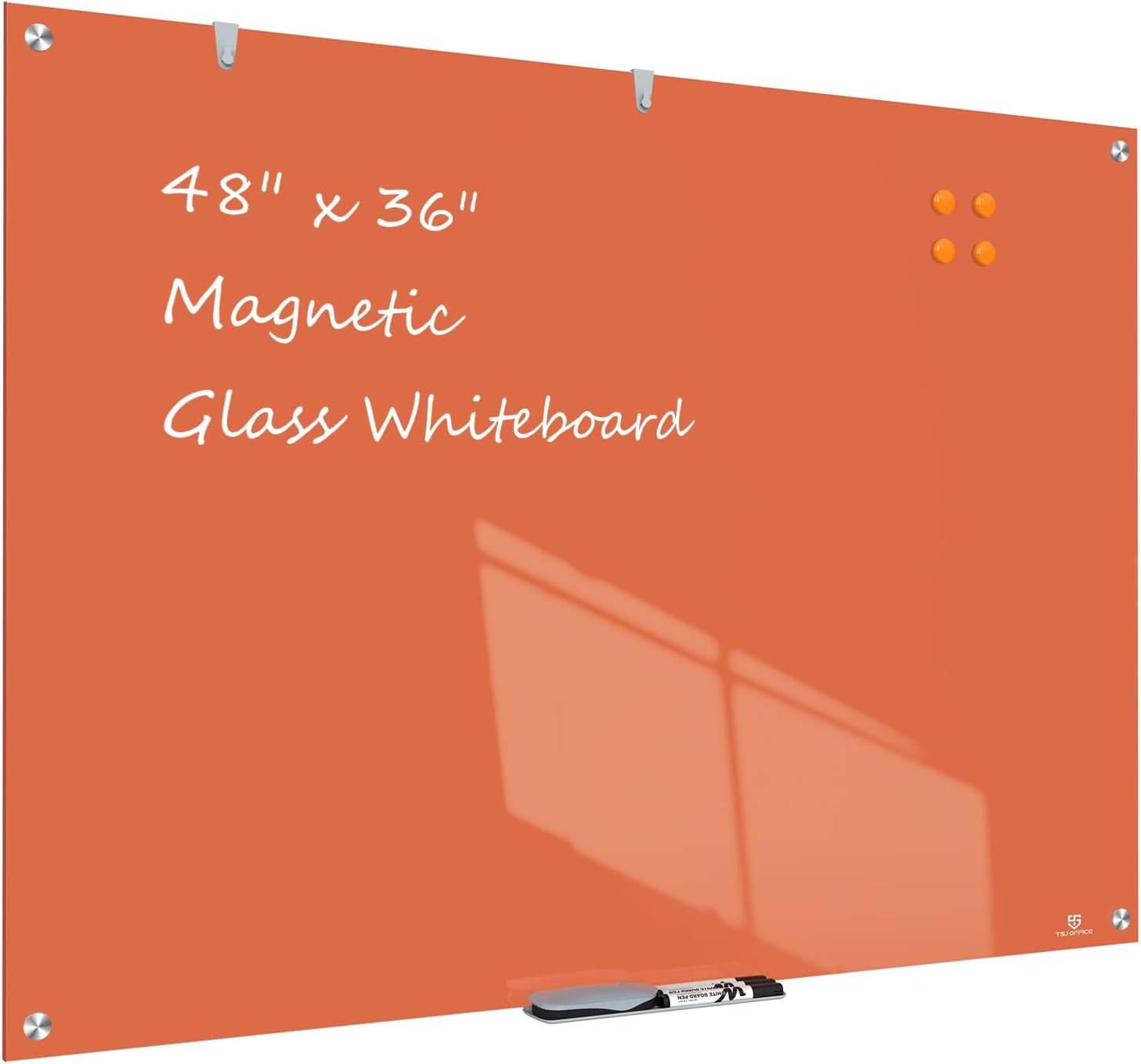 Premium 48 x 36 Inches Glass Dry-Erase Board for Home & Office
