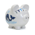 Child to Cherish Ceramic Piggy Bank for Boys - Blue Double Whale