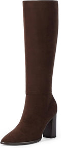 Knee High Boots Women Pointed Toe Chunky Heel Tall Boots (Style RT38)