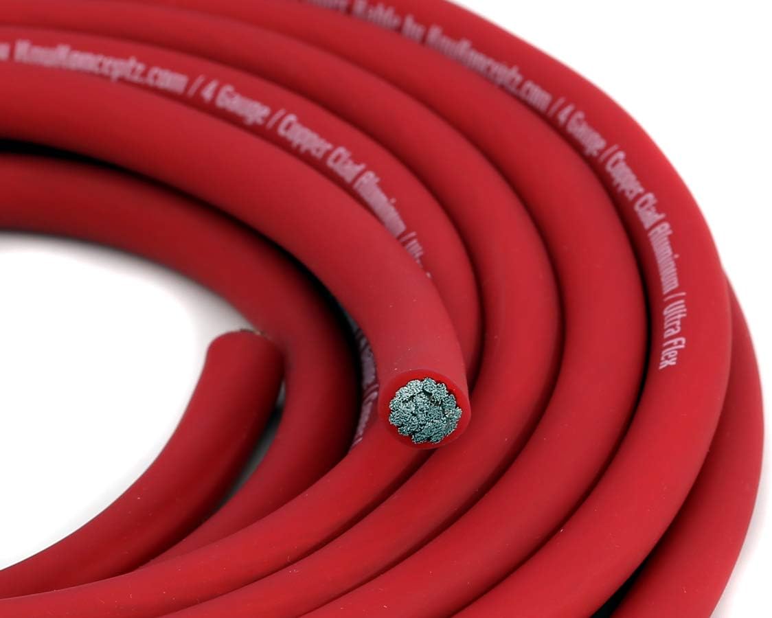 KnuKonceptz KCA Kable 4 Gauge Battery Power Ground Wire Red 50 Ft