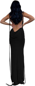Womens Summer Backless Bodycon Dress Halter Cowl Neck (Style KZ5N)