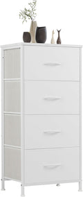 Sweetcrispy White Skinny Fabric Dresser with 4 Drawers - Tall Storage