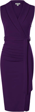 Women's Sleeveless Ruched Bodycon Midi Dress - Workwear Elegance