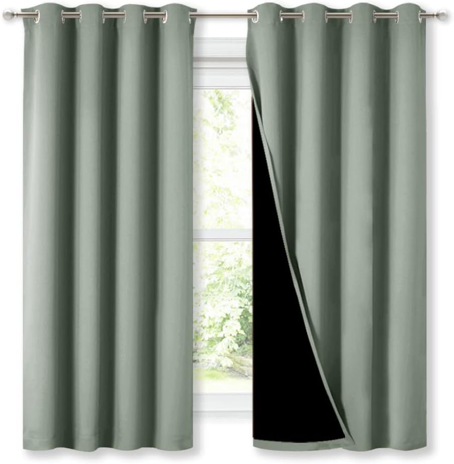 NICETOWN Greyish Green Blackout Curtains for Bedroom and Kitchen