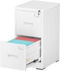INTERGREAT 2 Drawer File Cabinet White Metal - Narrow Lockable Storage