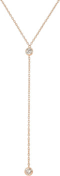 Faire de la Mode 14k Rose Gold Vermeil Lariat Necklace - Dainty Y Drop