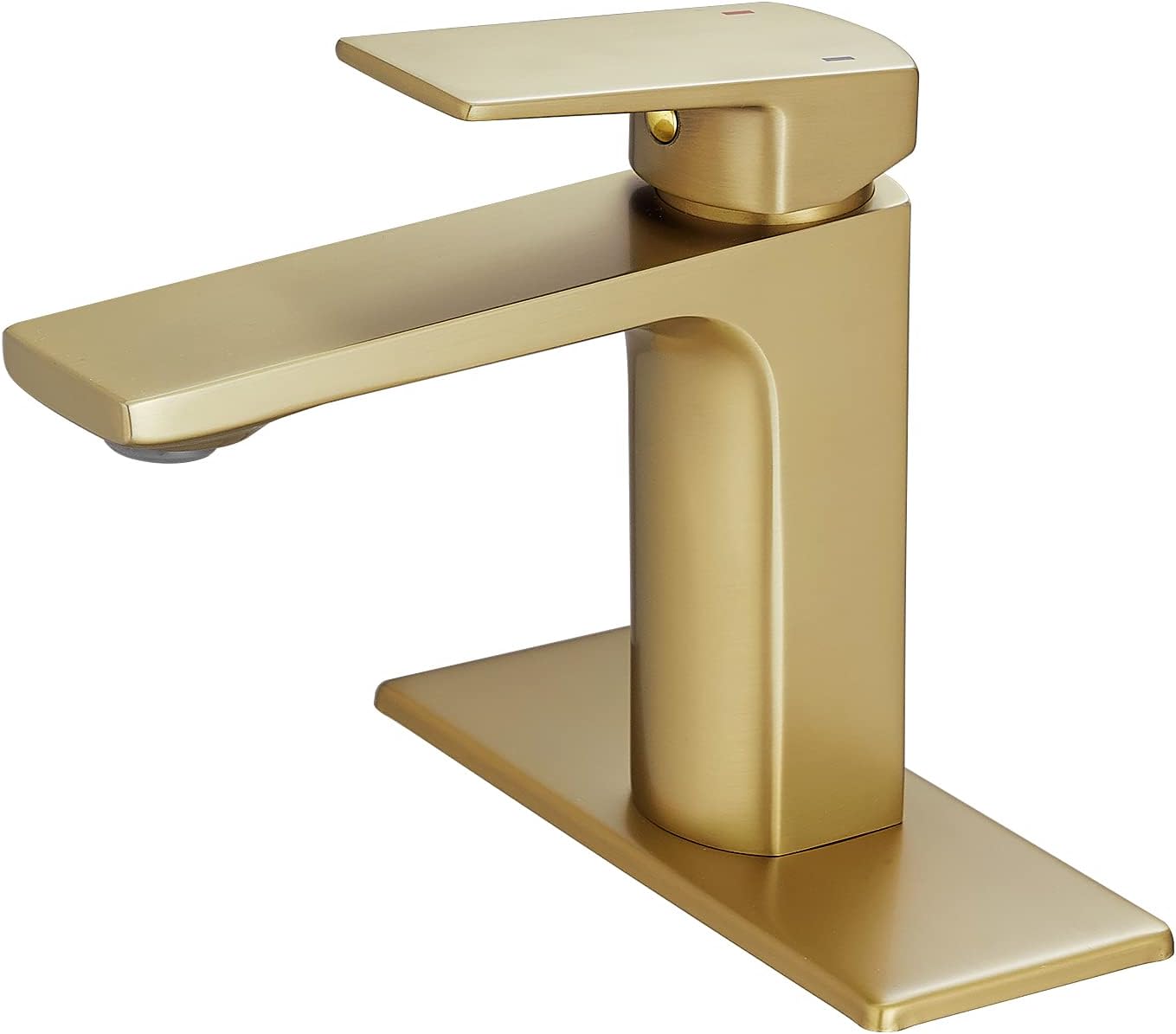 VOTON Brushed Gold Bathroom Sink Faucet with Deck Plate & Hoses