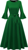 Women's Vintage Church Dress with Bell Sleeves for Celebrations
