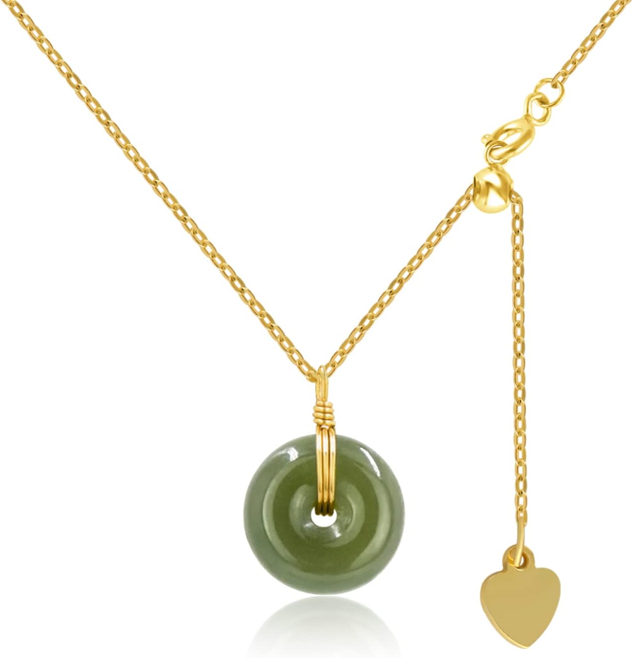 DAUMIER Jade Necklace 925 Sterling Silver Gold Plated Pendant