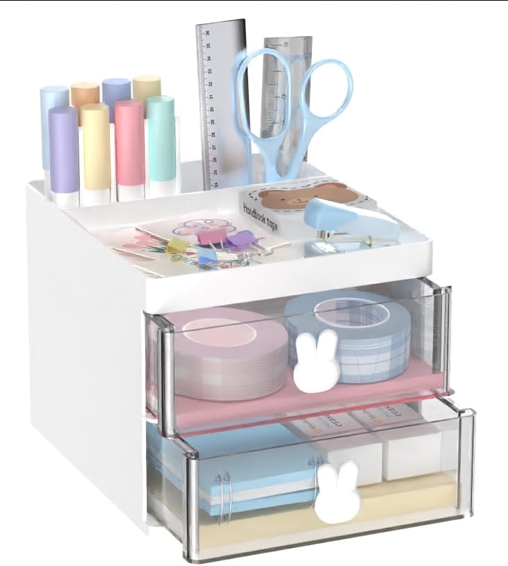 White Desk Organizer: 3 Compartment Storage