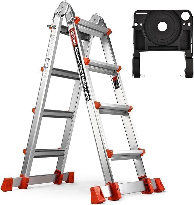 HBTower A Frame 4 Step Extension Ladder for Safe Outdoor Use