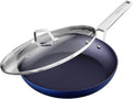 MsMk Non stick frying pan set with lid Blue 12-in - Durable, Even