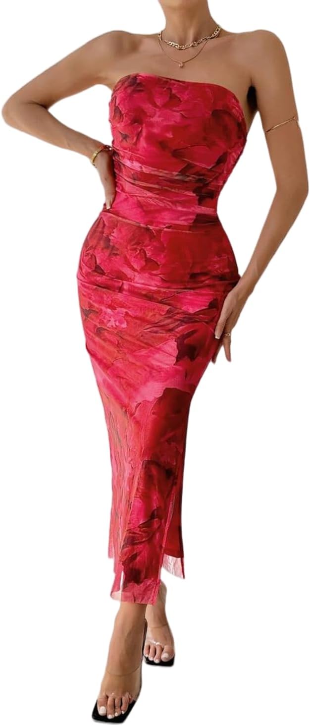 LIGHT DOT Women's Summer Dress Strapless Bodycon Maxi Style