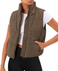 AUTOMET Puffer Vest Women Sleeveless Winter Cropped Outerwear - Warm
