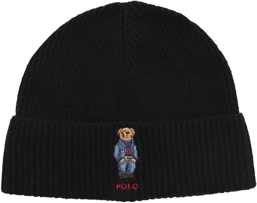 POLO RALPH LAUREN Men's Solid Denim Bear Beanie for Style