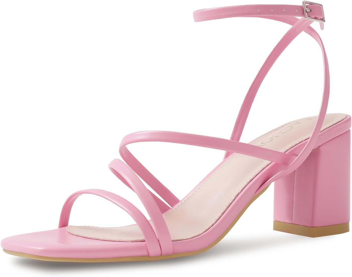 LACUONE Strappy Heels for Women with Block Heel Design