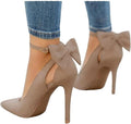 Pointed Toe D'Orsay Pumps Ankle Strap Heels - Elegant Bow Detail