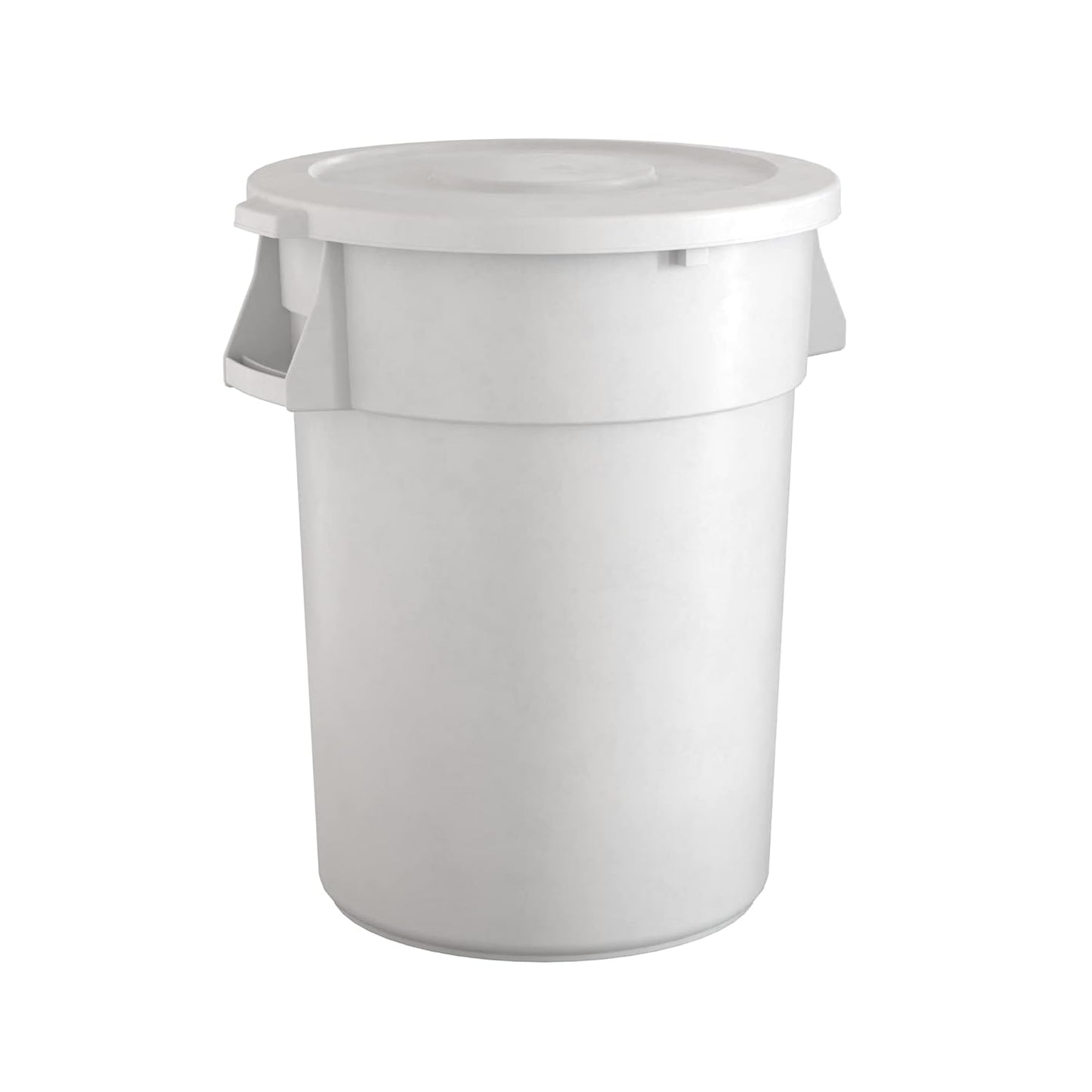 44 Gallon White Round Commercial Trash Can with Lid for Durability