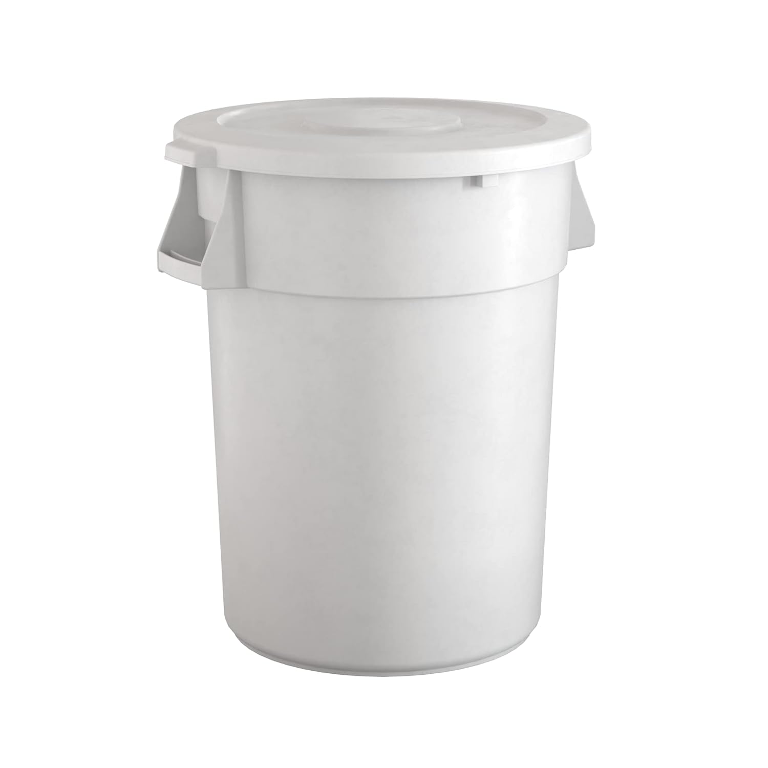 44 Gallon White Round Commercial Trash Can with Lid for Durability