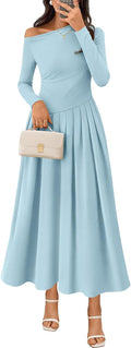 Women's One Shoulder Pleated Midi Maxi Dress - Elegant Wedding Guest