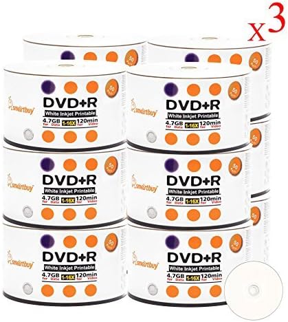 Smartbuy 4.7GB 120min 16x DVD+R White Inkjet Printable Discs