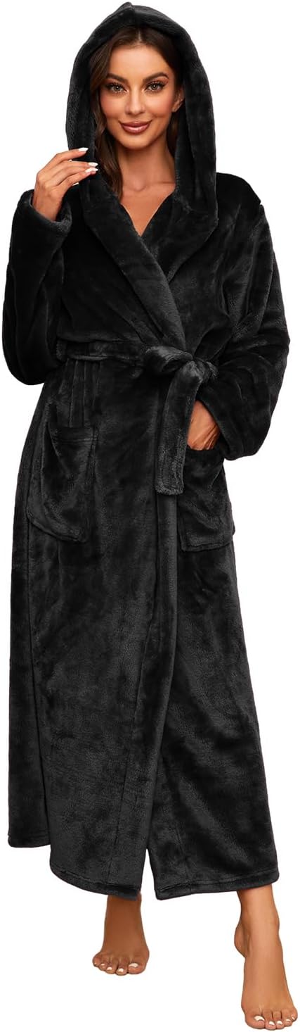 HEARTNICE Womens Long Hooded Plush Robe for Ultimate Warmth