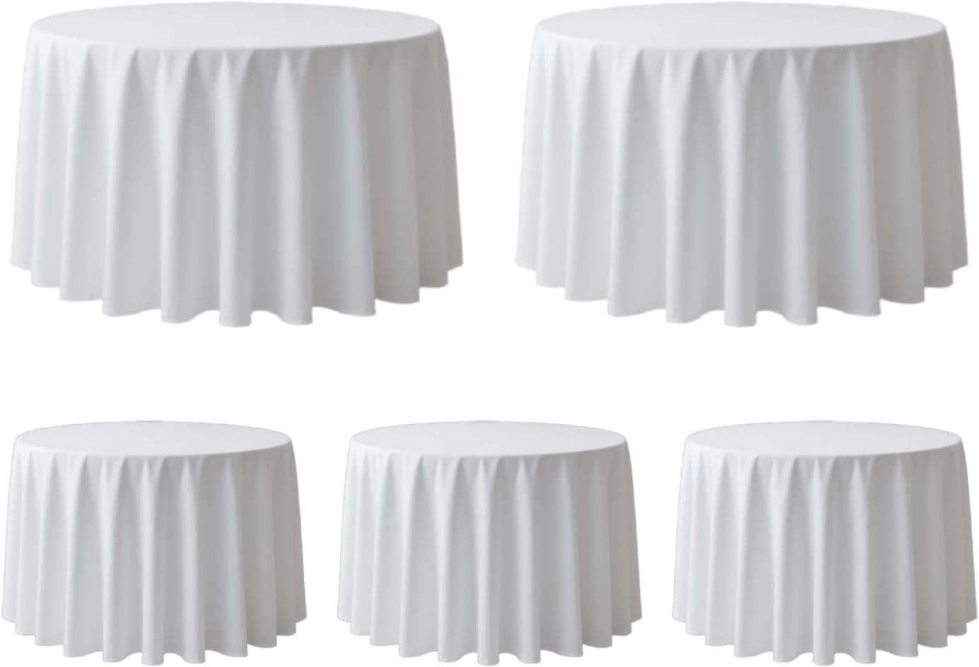120 Inch Round Tablecloths - 5 Pack White Table Covers for Events