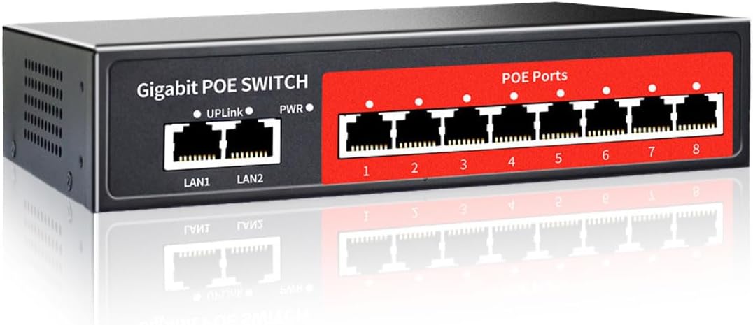 8 Port Gigabit PoE Switch with 120W Power and Uplink Ports
