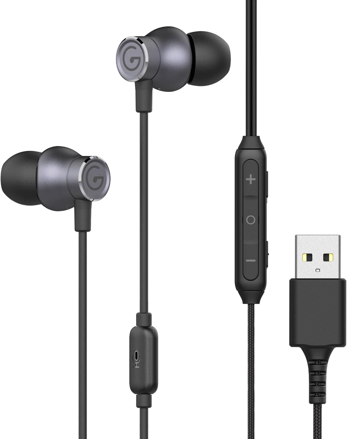 GEVO USB Gaming Earbuds - Noise Cancelling Mic, 2M Wire