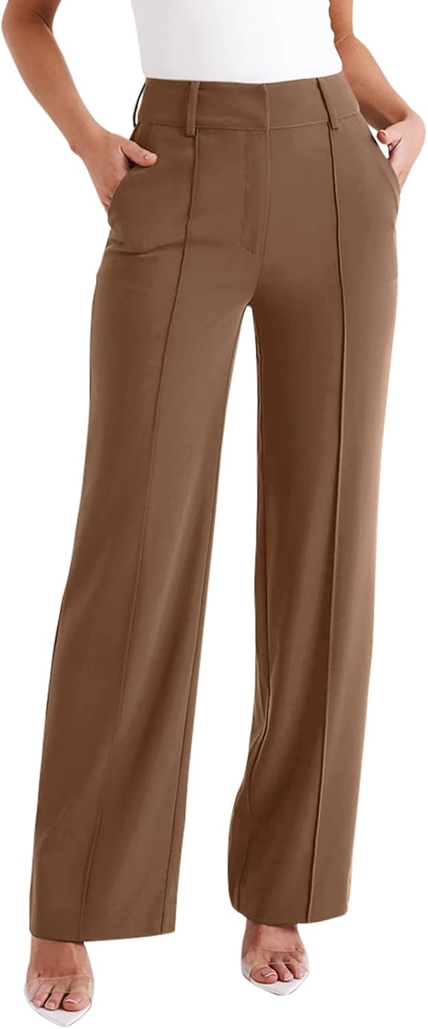 NIMIN High Waisted Work Pants for Women - Stylish Wide Leg Trousers