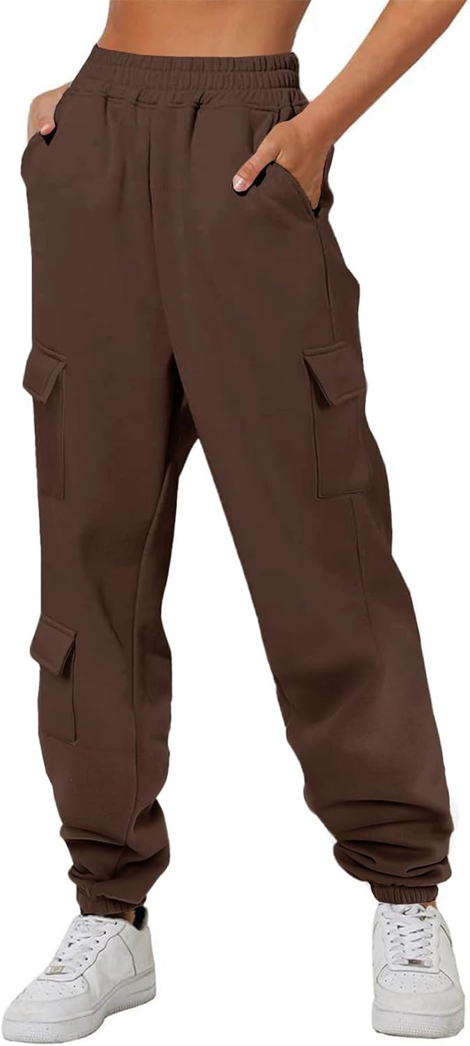 Comfortable Fleece Lined Cargo Joggers for Women in Various Sizes