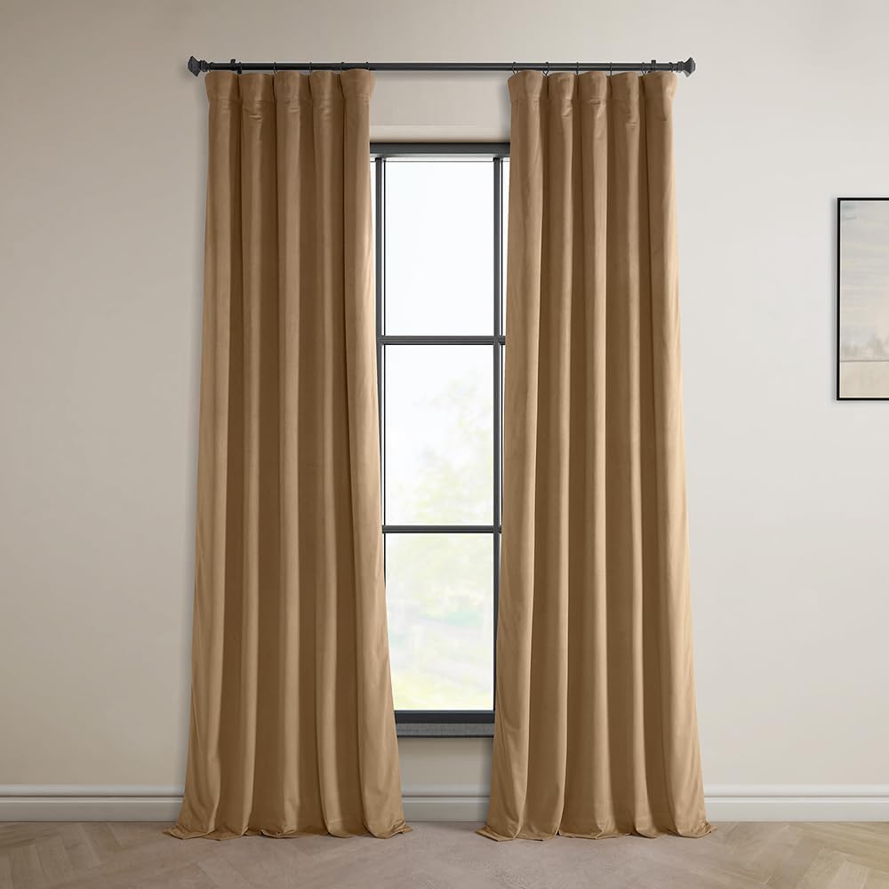 Heritage Plush Velvet Curtains 96 Inches Long for Room Darkening
