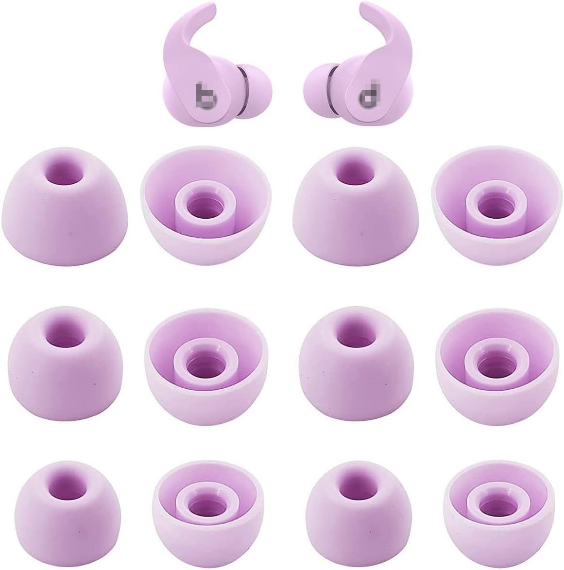 Silicone Earbud Tips 3 Sizes 6 Pairs, Stone Purple