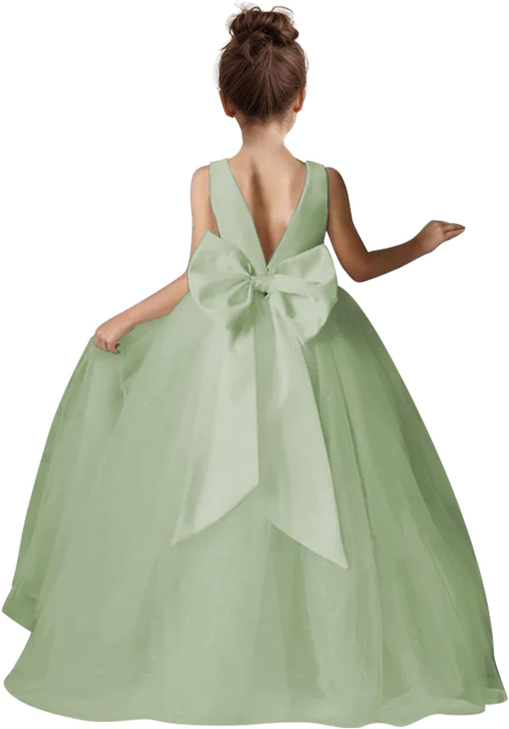 Elegant Flower Girls Dress for Wedding with Bow-Knot Design