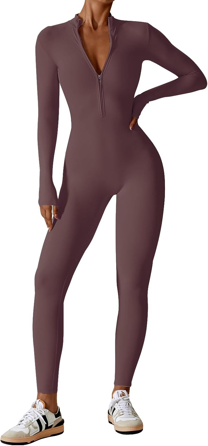 ECUPPER Women Long Sleeve Bodycon Jumpsuits for Stylish Fitness