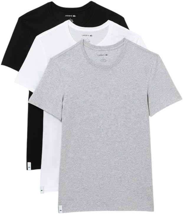 Lacoste Men's 100% Cotton Slim Fit Crew Neck Undershirt 3-Pack