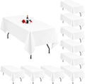 10 Pack White Tablecloth 60x126 in for 8 ft Tables - Durable, Washable