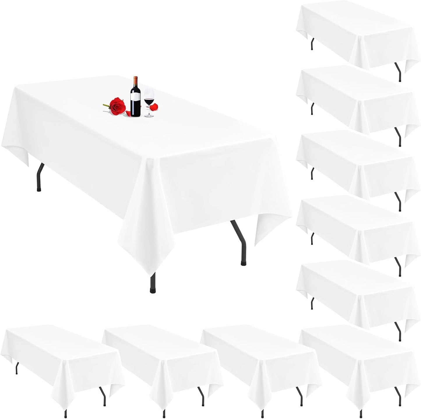 10 Pack White Tablecloths 60x126 Inch for Elegant Events