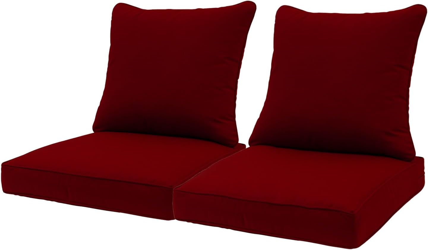 QILLOWAY Outdoor Deep Seat Cushions for Patio Furniture, Red