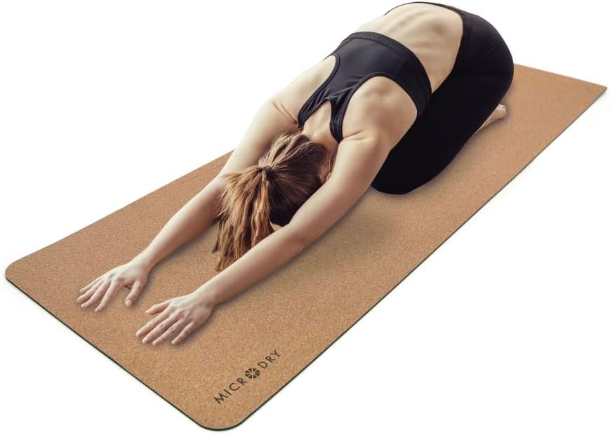 MICRODRY Cork Fitness Mat - Home Workout Essential!