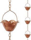 8.2 ft Rain Chain Lotus Cups - Decorative Copper Replacement Downspout