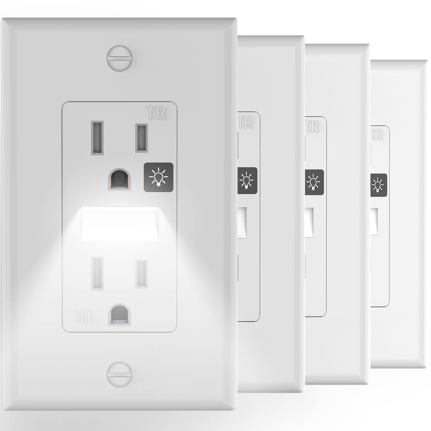 SOZULAMP Night Light Wall Outlet with Tamper-Resistant Design