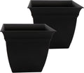 12 in Square Black Eclipse Planter Pots 2-Pack - Lightweight