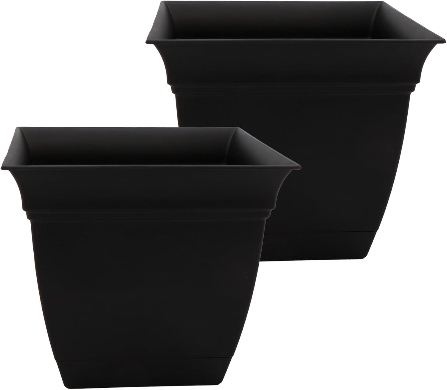 12 Inch Eclipse Square Planter Pots with Drainage Holes, 2-Pack