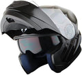 Motorcycle Modular Full Face Helmet Dual Visor - Glossy Black