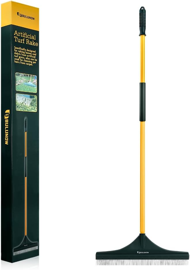 Artificial Turf Rake with 55 Inch Long Pole for Easy Cleanup